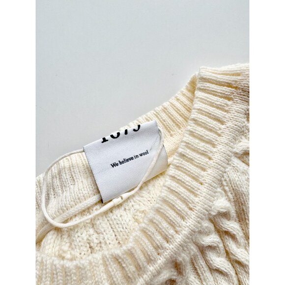DALE OF NORWAY Karmoy Ivory 100% Wool Cable Knit Snowflake Sweater, Size S - Picture 12 of 15